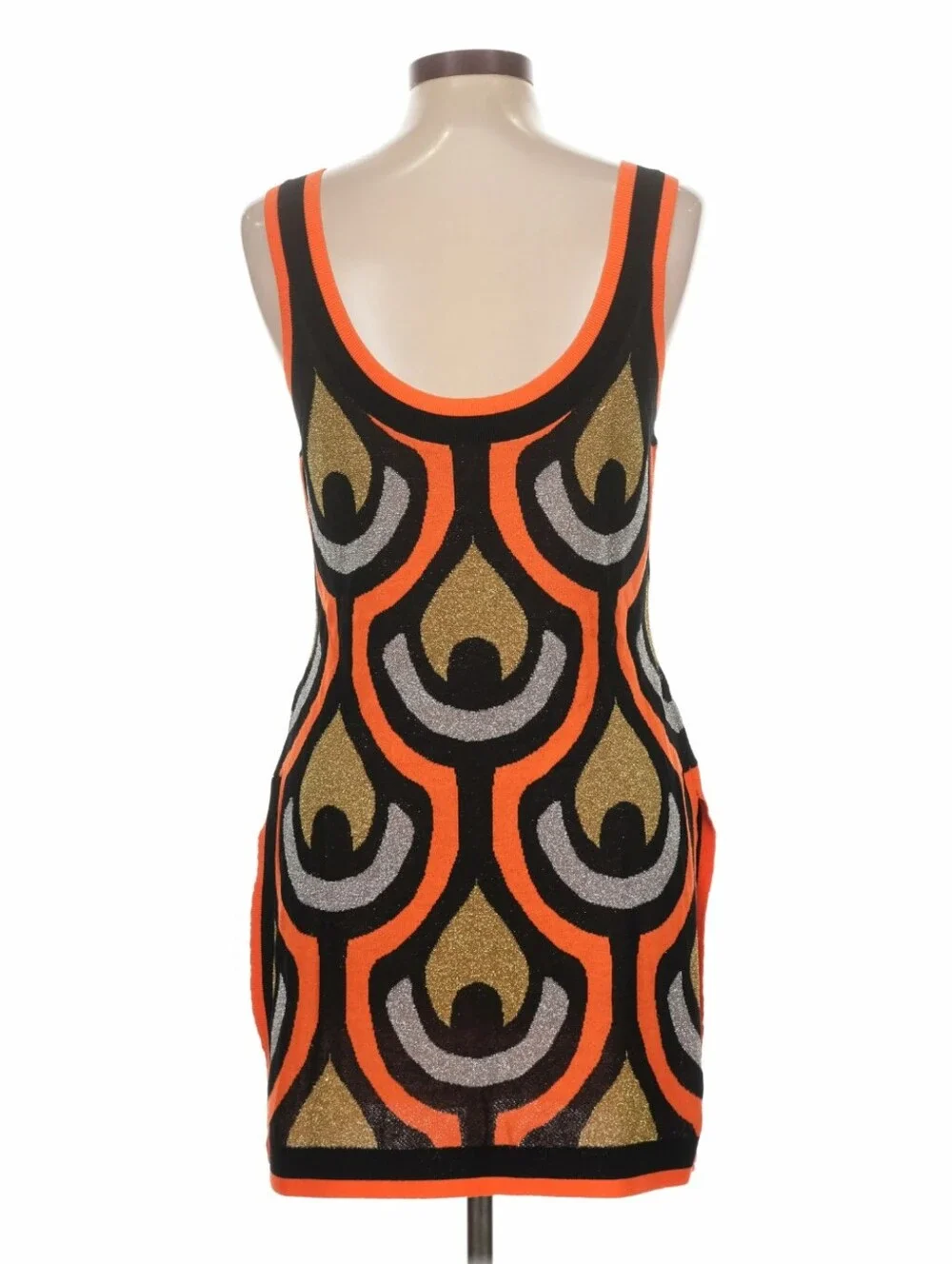 Rabanne X H&M Orange, Black, Gold and Silver Sleeveless Tunic Large - Picture 6 of 9